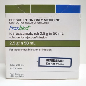 Medication box with the name Praxbind.