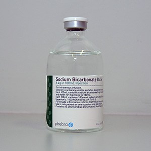Vial with the name Sodium Bicarbonate.