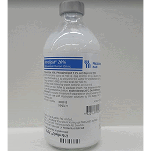 Vial with the name lipid 20 50%.